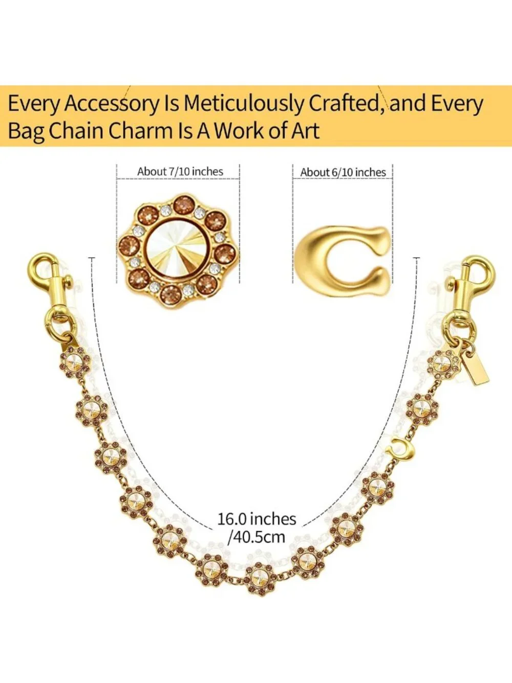 Rhinestone Chain Bag Charm for Handbag, Purse & Tote Accessories for Women